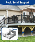 Installed deck with 6 Pack 6x6 Post Base for Concrete Installations, True 5.5x5.5 Inch Wood Posts, Heavy Duty Electro Galvanized Brackets.