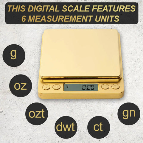 Go To Pro Grade Digital Jewelry Scale 1000G Capacity Portable Food Scale With Multi Unit Conversion on gold platform