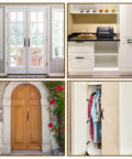 2-Pack 6.1 Inch Black Barn Door Handles Set, Heavy Duty Sliding Door Pulls shown on various doors and cabinets