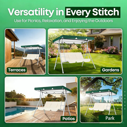 All Weather Patio Swing Canopy Replacement Cover For Outdoor Garden Yard Porch Two Seat Swing UV Waterproof 420D