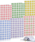 Six Pack Stretchy Book Covers For Hardcover And Paperback Up To 9 By 11 Inches With Aesthetic Floral And Gingham Patterns Reusable Protective Sleeves With Bookmarks To Keep Your Books Clean Protected And Ready To Read shown in checkered pattern