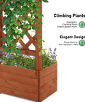 Wooden Garden Arbor With Planter Boxes And Wedding Arch For Outdoor Ceremony, Trellis For Climbing Plants, golden brown finish