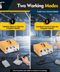 Heavy Duty Workhorse 80A 110V Jewelry Spot Welder With Pulse Control For Gold Silver Steel Repair, showing two working modes.