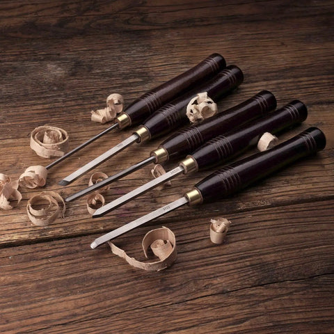 Five Piece HSS Wood Turning Tools Set With Mini Lathe Chisels And Wooden Box For Pen Turning And Small Projects Pre Sharpened And Ready