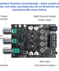 Top view of Beefy Bluetooth 5.0 HiFi Stereo Amplifier Board with 100W per channel, treble and bass control, AUX input, DIY audio