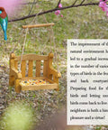 Set Of 2 Wooden Swing Bird Feeders For Outdoor Hangin With Metal Mesh Bottom, Bench Style Bird Feeders For Garden Decoration