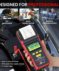 BST500 Car Battery Tester With Printer For 12V And 24V Rigs, Auto Battery Load Tester And Cranking Charging System Analyzer, Printed Diagnostic Reports For Cars, Trucks, SUVs, Motorcycles, RVs And More in use with clamps