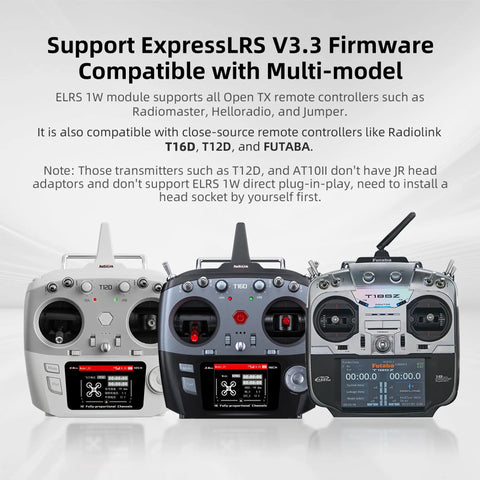 Three FPV radio controllers compatible with ELRS Nano 2.4GHz Long Range FPV Transmitter Module 1W Boost