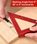6 Inch Mini Carpenter Square With 0.7mm Mechanical Pencil, Fixed 90 Degree Miter Angle, Precision Machinist Measuring Square in use.