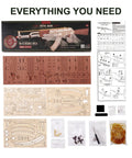 Dope 3D Wooden Puzzle Kit For Adults, DIY Rubber Band Gun Build components, 315-piece unassembled wood parts and instructions