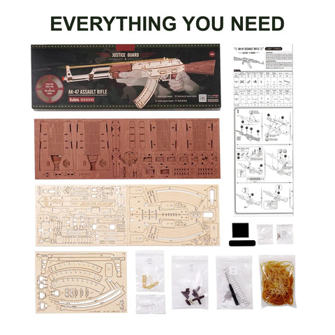 Dope 3D Wooden Puzzle Kit For Adults, DIY Rubber Band Gun Build components, 315-piece unassembled wood parts and instructions