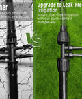 Comparison of cracked tube with 100 Foot 1/2 Inch Drip Irrigation Tubing Kit With 10 Pack Fittings on grass showing durability.