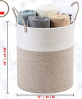 Huge Cotton Rope Storage Basket 18 By 16 Inches Decorative Woven Laundry Hamper for Living Room Blanket Organizer Toy Storage