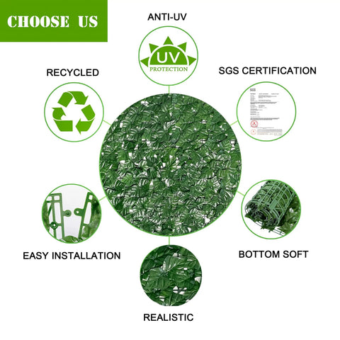Ultra Realistic Artificial Ivy Privacy Fence Screen 120 By 40 Inches UV Resistant Faux Greenery features and benefits