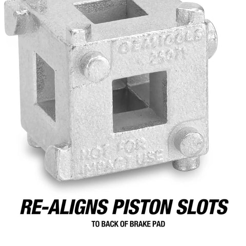 Close-up of Rear Disc Brake Piston Tool And Caliper Compression Tool with three eighths inch drive and pro grade forged steel build.