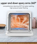Compact Countertop Dishwasher With Six Place Settings Ten Preprogrammed Cycles And Baby Care Mode hot water cleaning with 360° spray arms.