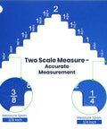 Aluminum Table Saw Height Gauge For Router Table, Pro Grade Woodworking Measuring Tool With Blade Height From 1/8 To 2 Inches In 1/8 Inch Increments, 1/4 Inch Thick For Solid Standing, Blue, showing dual scale measurements.