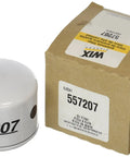Heavy Duty Spin-On Oil Filter 57207 for Trucks, SUVs and Cars beside packaging box