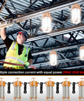 250W LED Work Light Super Bright Delivers 37500 Lumens High Bay Job Site Lighting with construction worker setup
