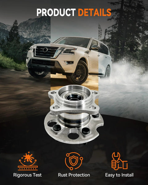 Rear Wheel Bearing Hub Assembly 2 Pack For Toyota Highlander 2004 To 2013 Venza 2009 To 2016 Lexus RX330 with car background