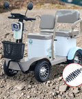 25 Mile Range 4 Wheel Mobility Scooter For Adults And Seniors, Heavy Duty 500W Electric Ride close-up on joystick and seats.
