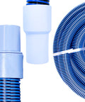 Spiral Wound Pool Vacuum Hose With Kink Free Swivel Cuff 1.25 Inch By 21 Feet For Inground Pools, close-up of hose and cuff.