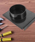 Milisten 100mm Black Plastic Vacuum Blast Gate Sliding Valve Dust Collector Accessory on wooden surface with tools.