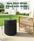 Tough As Nails 90lb Water Filled Patio Umbrella Base With Built In Ice Cooler next to patio chair on deck