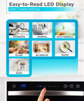 No Sweat Countertop Dishwasher Featuring Seven Heavy Duty Cycles And Certified Energy Star Efficiency For Quick Clean Rounds And Studio Apartment Layouts In Crisp White, showing easy-to-read LED display with wash settings.