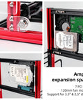 Open Air Aluminum PC Frame Test Bench for ITX ATX MATX Builds showing expansion space and drive mounts.