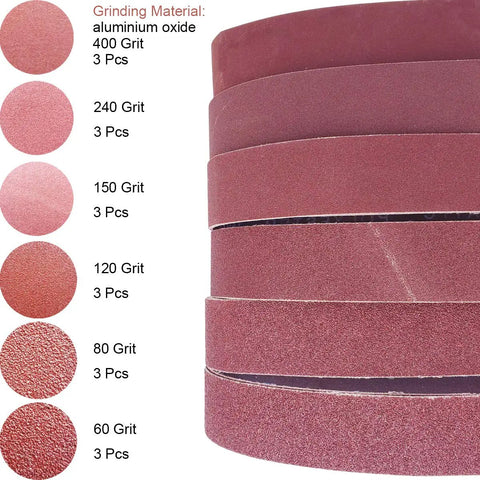 18 Pack 1-1/2 X 30 Inch Sanding Belts Set For Pipe Tubing Polisher Sander With 60 80 120 150 240 400 Grit Aluminum Oxide Belts