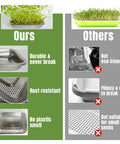 Comparison of 2 Pack Stainless Steel Seed Sprouter Trays with others showing durability, rust resistance, and eco-friendliness advantages.