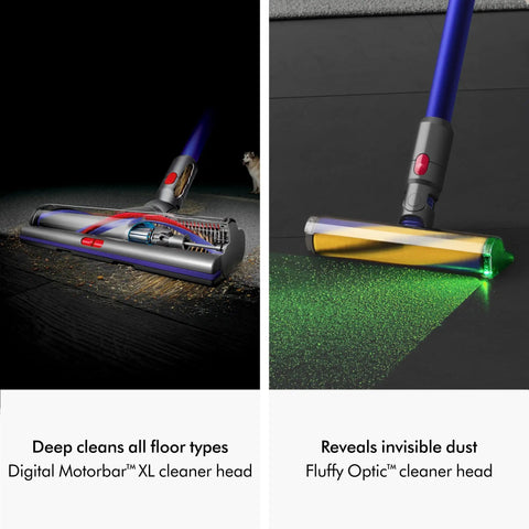 Digital Motorbar XL and Fluffy Optic cleaner heads for Gen5 Outsize Cordless Vacuum With 250AW Suction, all floor types cleaning.