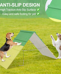 Dog Agility A-Frame Ramp for Backyard Training Non Slip Outdoor Agility Equipment 74.8 by 18.9 Inch with dogs climbing