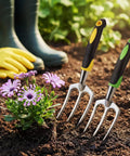 12 Piece Hand Rake Set For Garden Tools Mini Heavy Duty Cultivator 11 Inch Tiller With Handle For Digging Weeding Loose Soil 3 Tine Prong Fork Yellow And Green