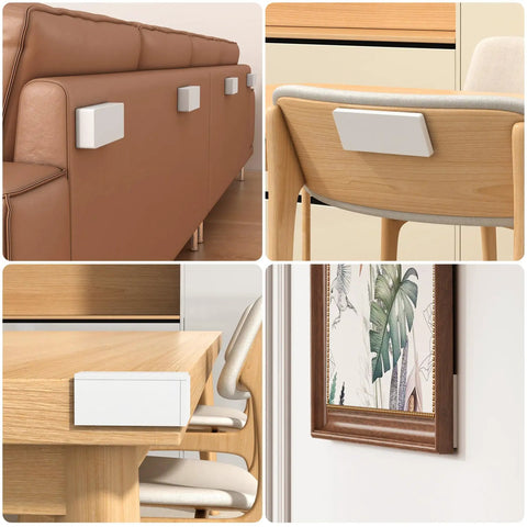 Heavy Duty EVA Foam Headboard Stoppers And Wall Protectors 18 Piece Set installed on furniture and walls to reduce vibration and noise.