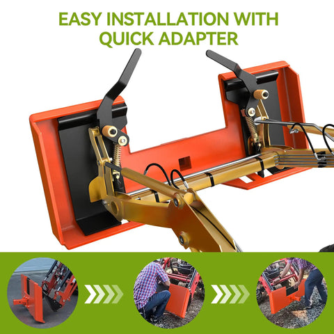 Beefy Point Four Inch Thick Heavy Duty Skid Steer Attachment Plate With 2 Inch Trailer Hitch Receiver 3000 Lbs Capacity installation