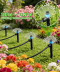 36 Pack Quick Connect Drip Irrigation Emitters With Adjustable 360 Degree Sprinklers And 6 Inch Stakes in garden