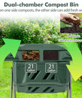 Dual Chamber 42 Gal Compost Tumbler With Sliding Doors 360 Degree Tumbling No Fuss Backyard Composting Metal Frame BPA Free Large Rotating Bin For Your Backyard Garden Waste Easy Aeration And Nonstop Composting Green