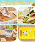 15-piece Montessori kids kitchen tool set with wooden toddler knife, plastic peeler, crinkle cutter, cutting board