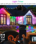 Dope 20 Pack LED Deck Lights Kit 1.77 Inch RGBW IC illuminating a house exterior with app control from a car