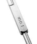 Close-up of Premium Brazed Carbide Parting And Grooving Tool For Wood Turning Lathe with engraved SPT on aluminum handle.