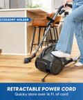 Quiet Bagless Canister Vacuum With Kickass Suction For Whole Home Cleaning, featuring accessory holder and retractable power cord.