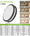 13 Inch Flush Mount LED Ceiling Light Fixture With Adjustable 2700K To 5000K Color Temperature, Dimmable Oil Rubbed Bronze, dimming options