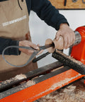 Using Heavy Duty Boss Level Double Ended Bowl Caliper Stainless Steel Measuring Gauge for wall thickness checks on woodturned bowl.