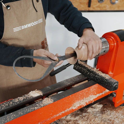 Using Heavy Duty Boss Level Double Ended Bowl Caliper Stainless Steel Measuring Gauge for wall thickness checks on woodturned bowl.