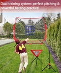 6x6 Ft Portable Baseball And Softball Practice Net With Sturdy Bow Frame, Batting Tee, Ball Caddy And Strike Zone Target