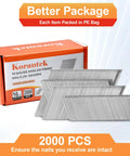 Heavy Hitter Galvanized Finish Nails 16 Gauge 20 Degree Angled 2000 Piece Set For Top Shelf Carpentry Work Rust Resistant And Totally Built Tough For Daily Use, displayed in a package with 2000 pieces.
