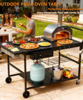 Outdoor Pizza Oven Table With Topping Station And Prep Cart For Blackstone Griddles All In One Grill Cart Table With Storage And Seasoning Tray Compatible With Ninja Cuisinart And Gozney Ovens