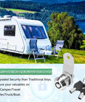 Built Tough Tubular Cam Locks For Toolboxes And Drawers With Keyed Alike Operation Includes Four Matching Keys And Smooth Chrome Finish To Lock Your Gear Down Safely At Home, shown in outdoor setting with RV.